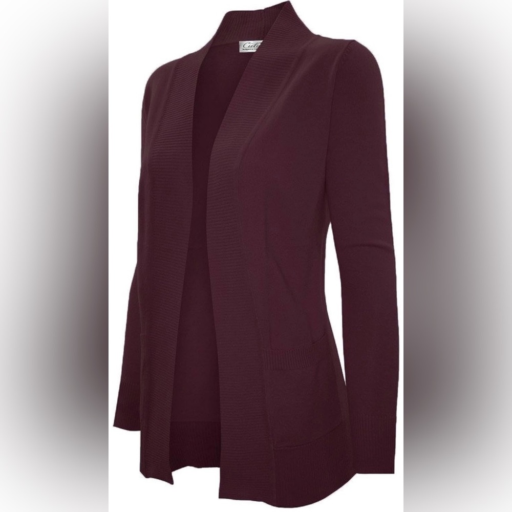 Women's Solid Basic Open Front Knit Sweater Cardigan w/ Pockets.